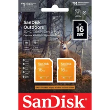 SanDisk SDSDBNN-016G-AW6V2 16GB Outdoors SDHC UHS-I Memory Card, 2 Pack