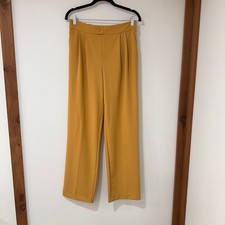 C By One Pull On Straight Pants Women Small Yellow Pleated Interview Outfit
