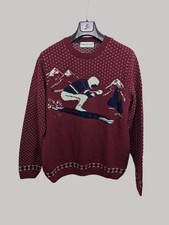 Stag and Hart knit jumper sweater size large red made in England