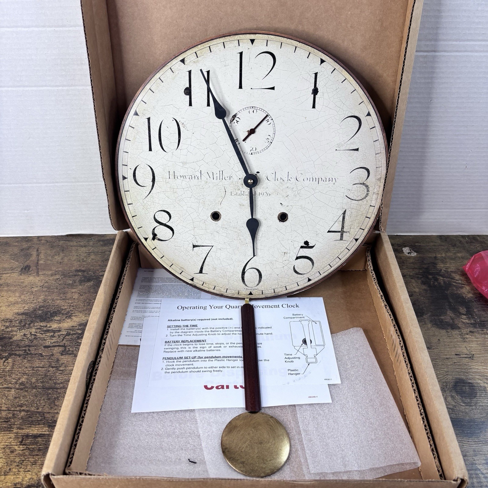Vintage Howard Miller Wall Clock W Pendulum Model 620 313