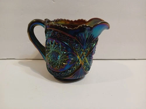 Rare Vintage Fenton Amethyst Aztec Sunburst Carnival  Glass Cresmer Dish