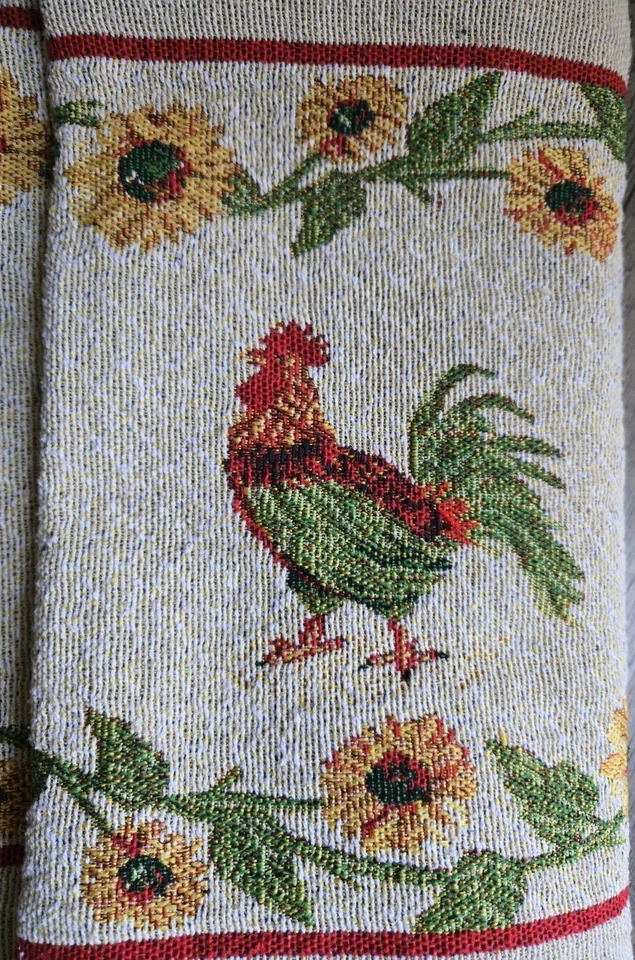 Rooster & Sunflower Tapestry Table Runner 64" x 13" Country Farmhouse Decor - Image 2 of 4