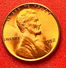 1952-S Lincoln Wheat Cent Penny GEM RD BU From an Original Bank Roll