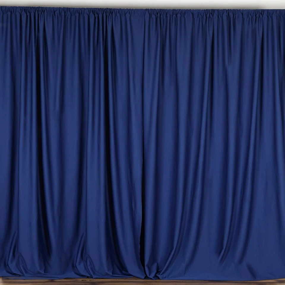 NAVY BLUE 10 x 10 ft Polyester BACKDROP CURTAINS Drapes Panels Home Decorations - Image 2 of 4