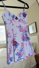 ZARA Women’s Light Blue Floral Strappy V-Neck Sleeveless Mini Dress Size S