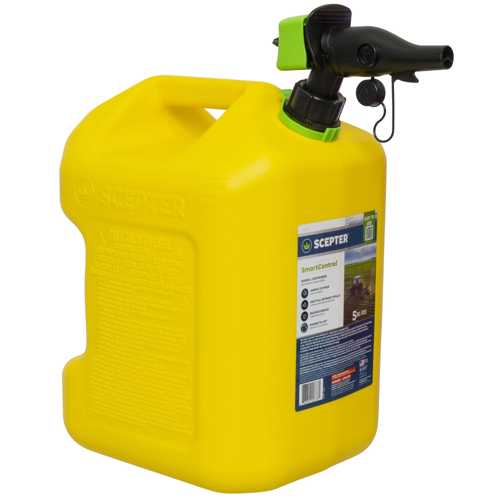 5 Gallon Smartcontrol Dual Handle Diesel Fuel Container, FSCD571, Yellow Gas Can