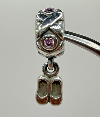 Original Pandora Retired Ballet Slippers Pink CZ Dangle Charm #790520PCZ 925 ALE