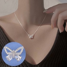 Butterfly Pendant Crystal Necklace Jewellery Necklace Love Gift Women Necklace