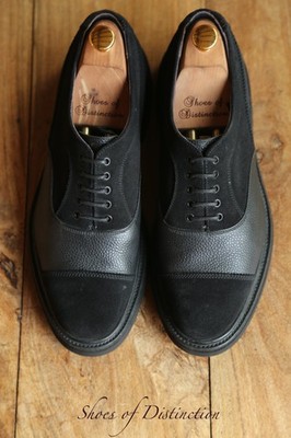 Tricker's Schwarz Wildleder Leder Oxford Schuhe Herren UK 7,5 US 8,5 EU 41,5