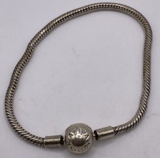 Authentic Pandora S925 ALE SS Ball Clasp Snake Chain Bracelet 7.25  12.4g 590728