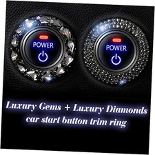 2 Pack Crystal Rhinestone Bling Car Push Start Button Accessories,Girly Black