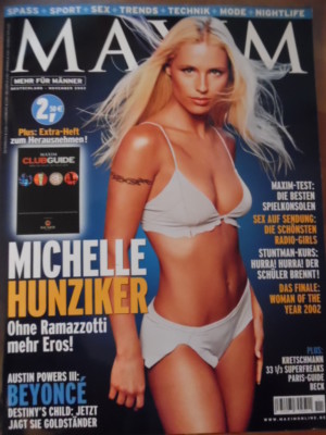 MAXIM November 11 - 2002 Michelle Hunziker Beyonce Lisa Pomares Stuntman Paris