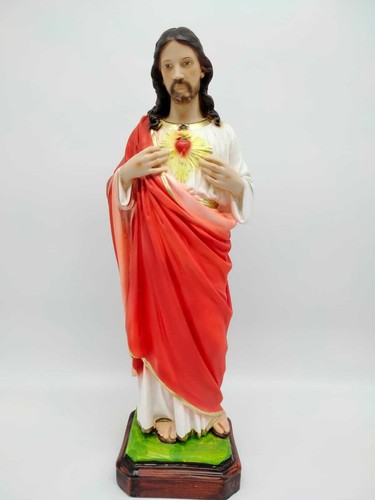 Statue Sacré Coeur de Jésus Résine CM 40 (15,75 '') pour Intérieurs Et Extérieur - Photo 1 sur 4