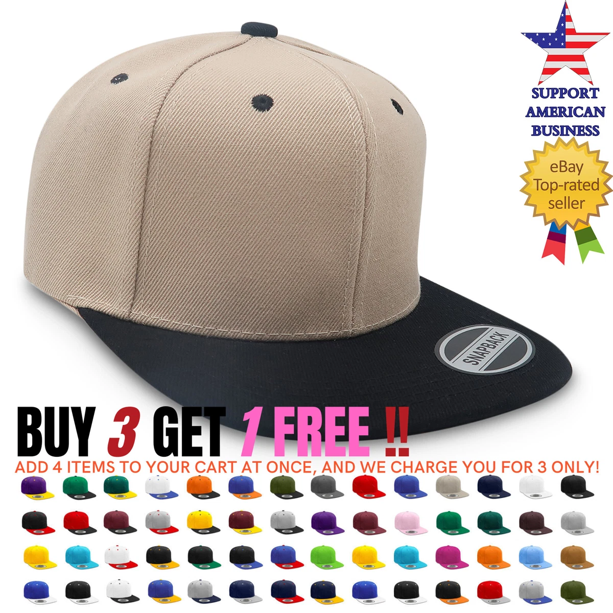 Snapback Hat Hip-Hop Solid Baseball Cap Men Plain Adjustable Army Hats Women