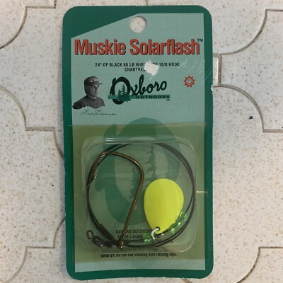 Oxboro Outdoors Muskie Solarflash Lure 24  Black 60lb Wire 10/0 Hook Chartreuse