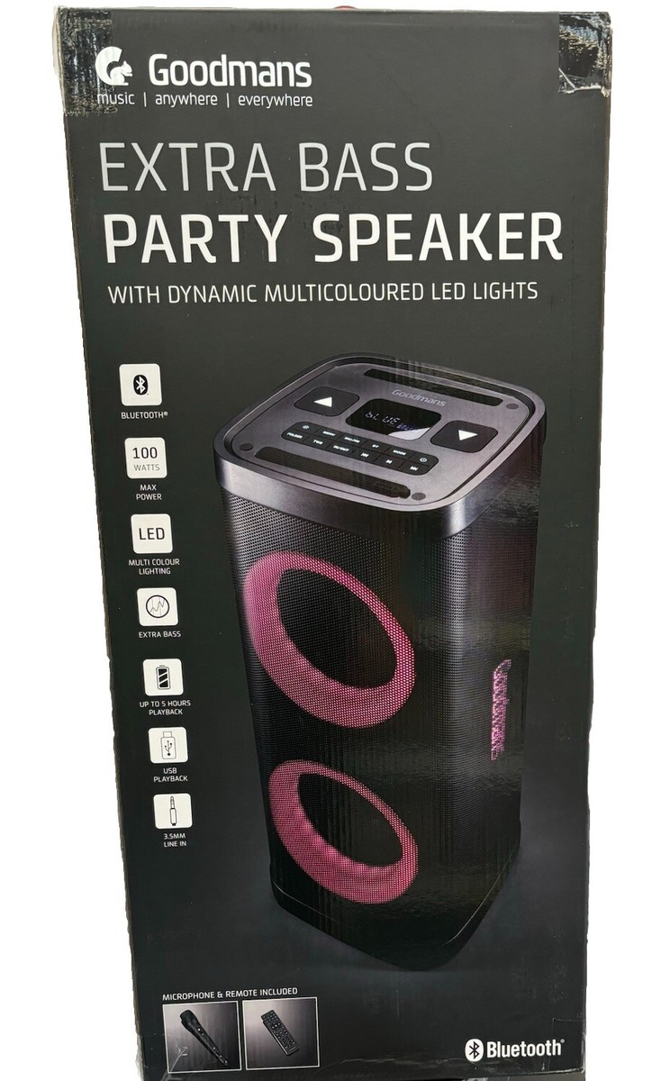 Power Bass Party Speaker Goodmans Bluetooth Speaker With Led