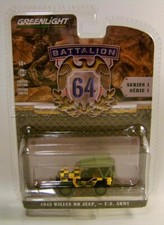 1943 '43 WILLYS MB JEEP US ARMY SERIES 1 BATTALION 64 MILITARY GREENLIGHT 2022
