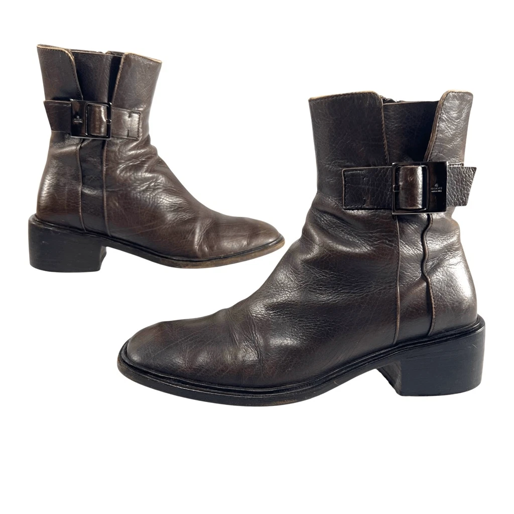 Bottines femme Gucci cuir marron bout carré pointure 5,5C vintage rare