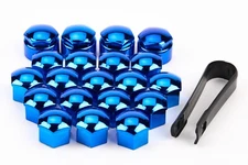 19mm Blue Locking ALLOY WHEEL NUT BOLT COVERS CAPS UNIVERSAL SET FOR ANY CAR