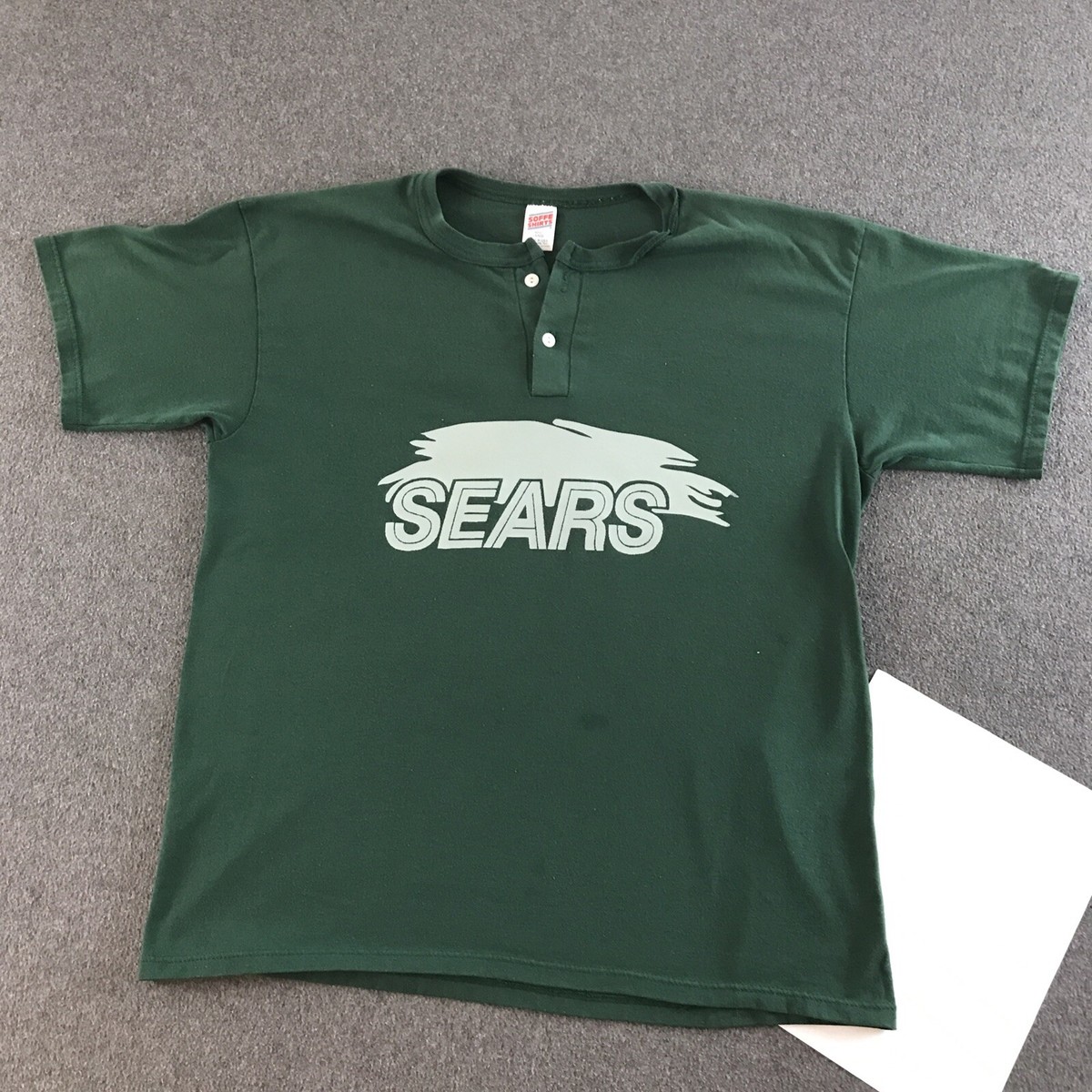 その他 G VTG Sears Henley Shirt Mens Large Green #9 MADE IN USA Short