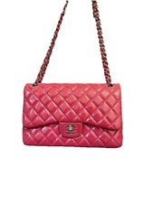 Chanel Pink Quilted Patent Leather Classic Jumbo Double Flap Bag