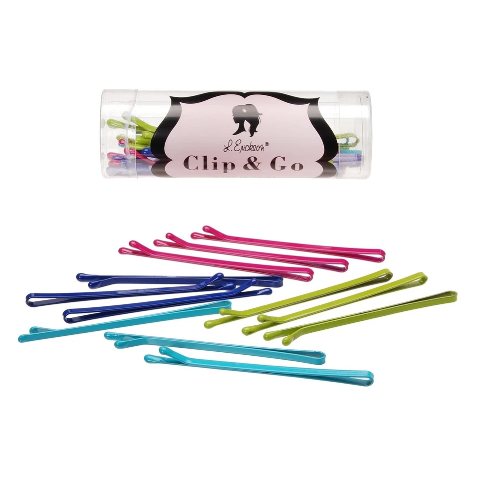 Paquete de 12 alfileres de pelo L. Erickson Clip & Go Bobby Pins tubo Foto 2 de 4