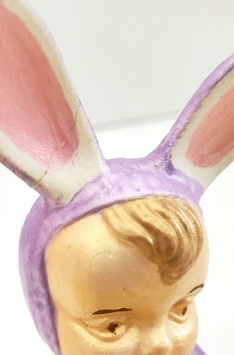 EASTER SPRING DECORATION 2pc Bunny Rabbit Sleeping & quiet baby HOMEMADE CERAMIC - Picture 11 of 12
