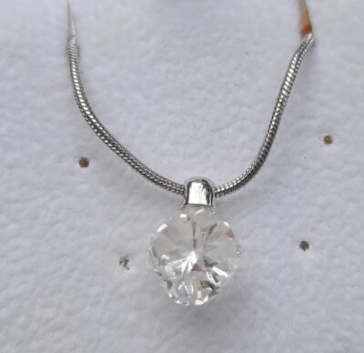 PRECIOSA BRAND SILVER FINISH NECKLACE WITH CLEAR CRYSTAL BALL-MADE IN CZECH