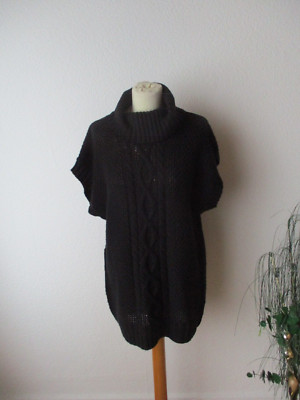 Gina Laura Damen Pullover Gr. 40 schwarz ärmellos Rollkragen