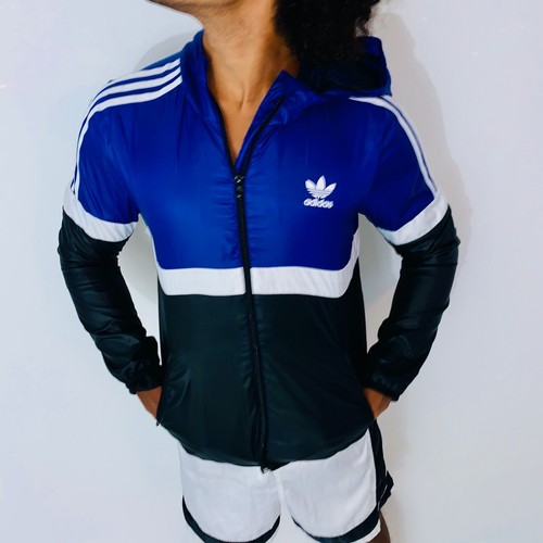 Rara Chaqueta Brillante Adidas Originals Rompevientos Cal Surf Azul YL Hombres Sm - Imagen 6 de 12