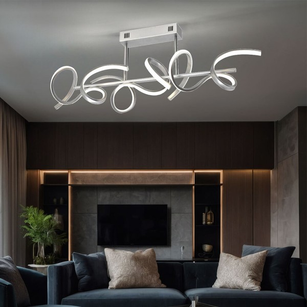 Led Design Decken Lampe Wohn Zimmer Beleuchtung Flur Leuchte Silber Dimmbar-image