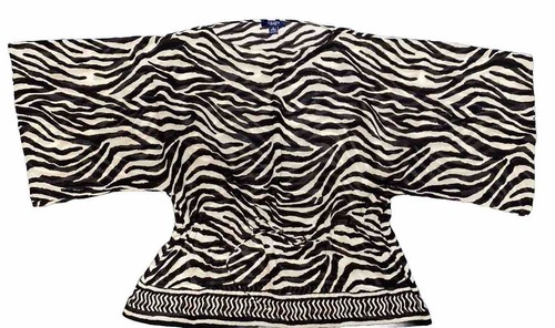 R L CHAPS ZEBRA ANIMAL PRINT LIGHTWEIGHT TOP W DRAWSTRING WAIST SIZE S - Picture 9 of 9