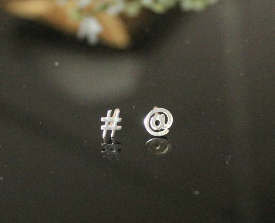 14k Solid Gold Symbol Studs Minimalist Gold Body Piercing Jewelry Nose Ear Stud. - Image 4 of 4