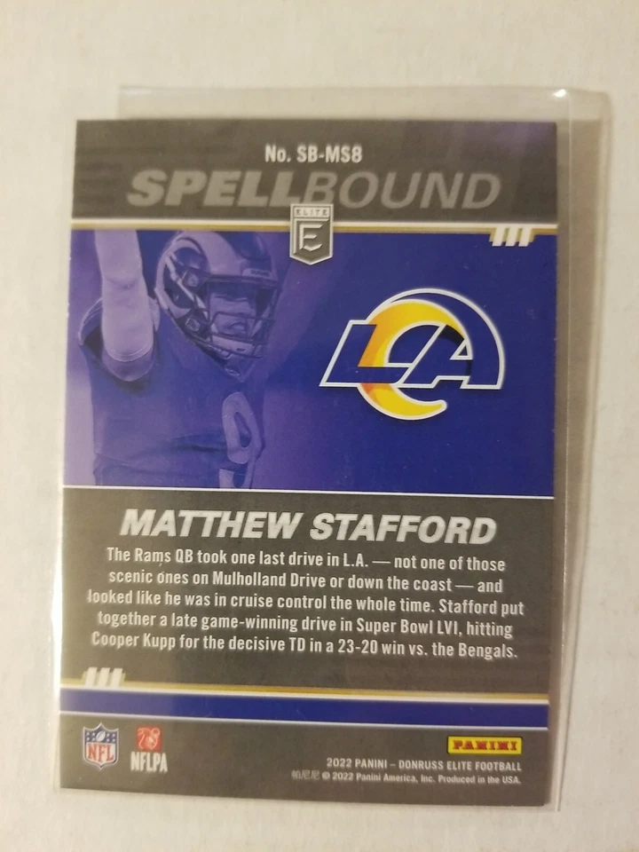 2022 Panini Donruss Elite - Spellbound Green Letter D #SB-MS8 Matthew Stafford - Image 2 of 2