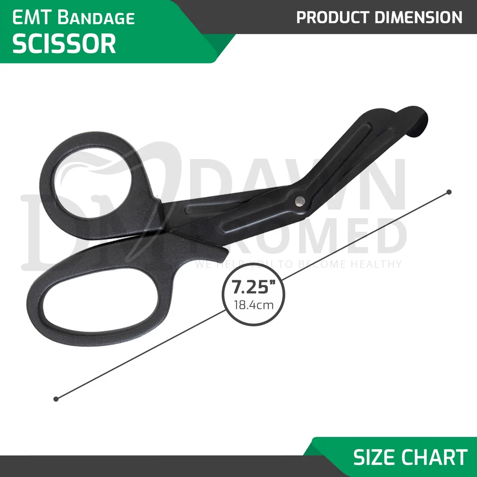 Paramedic EMT Trauma Shears Nurse Scissors First Aid 7.25" Full Tactical Black - Image 2 of 4