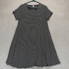 Old Navy Women's M Black White Striped Short Sleeve Swing Dress