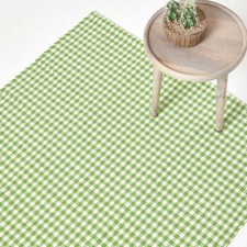 Cotton Gingham Rugs Pink Blue Beige Green Orange Carpet Kids Bath Mats
