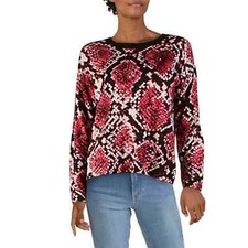 DKNY Women's Step- Hem Printed Sweater Size XL NWT