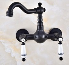 Black Oil Rubbed Brass Kitchen Faucet Bathroom Sink Mixer Tap Wall Mount fnf859