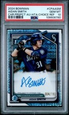 2024 Bowman Chrome Autograph Aidan Smith #CPA-ASM HTA Mojo Refractor /150 PSA 10
