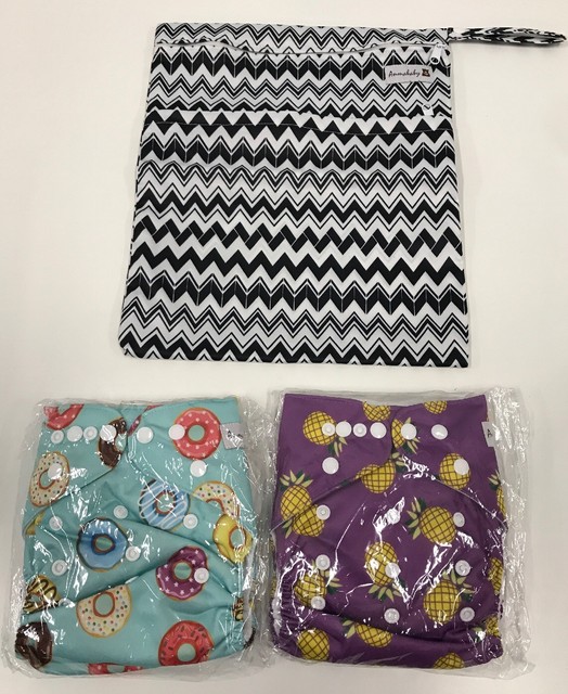 anmababy 4 pack adjustable size waterproof washable pocket cloth diapers with 4 inserts and wet bag