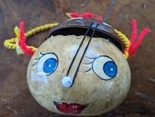 Vintage Coconut Head Purse Hand Painted Face