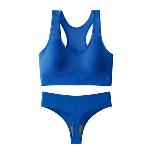 Damen-Unterwäsche-Set nahtlos gerippt hochtaillierte Slips Unterhose mit Sport-BH - Bild 47 von 68