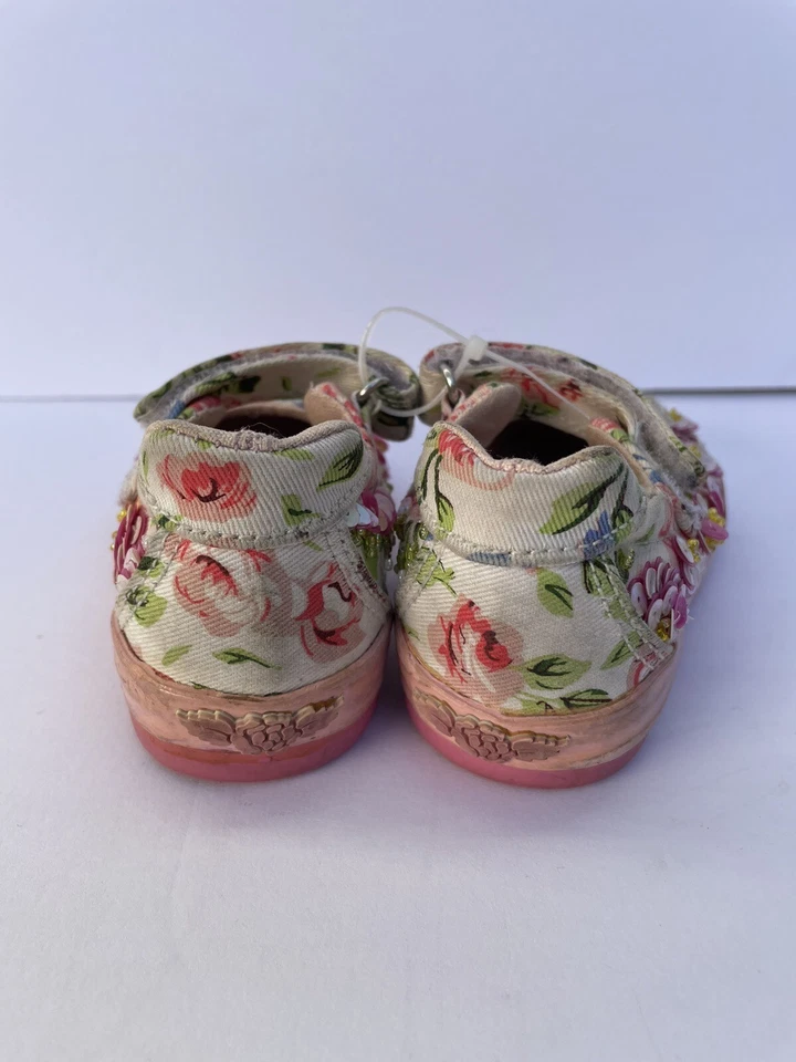 Lelli Kelly Girls Size US5.5 EU21 Sequin Glitter Floral Mary Jane Shoes Sneakers - Image 4 of 4