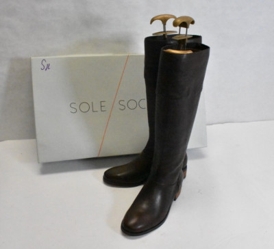 Carlie Knee High Boot In Chocolate Tumbled Tie Dye Brown Leather Size 6.5