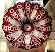 Vollschliff Präzision Gravur Kristallglas Schale Kristall Schüssel ca. 2,6kg rot