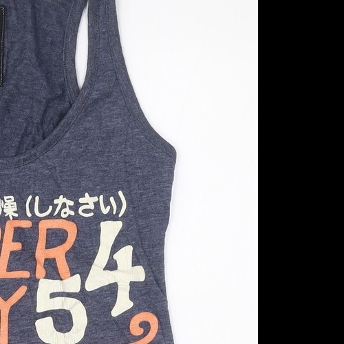 Superdry Women's Blue Cotton Tank, Size 2XS, Casual Slim Fit - Picture 9 of 12