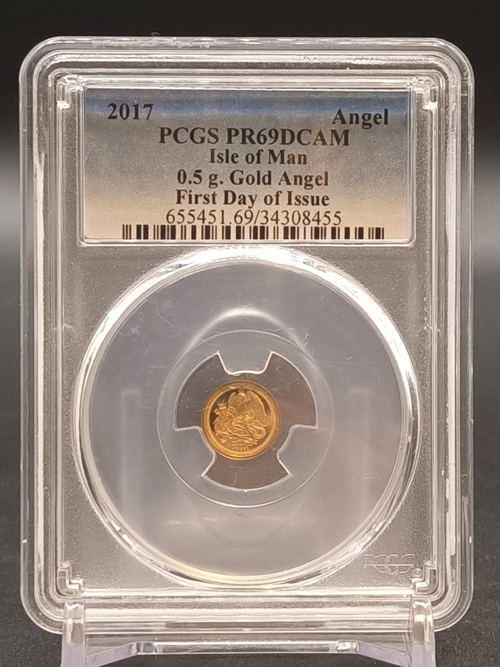 2017 Isle of Man ~ 0.5 Gram Gold Angel ~ Certified PCGS PR69 DCAM - RARE Graded - Image 2 of 4