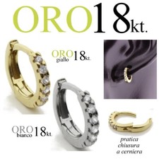 mono orecchino uomo donna ORO 18kt. cerchio anello zirconi swarovsky lobo trago