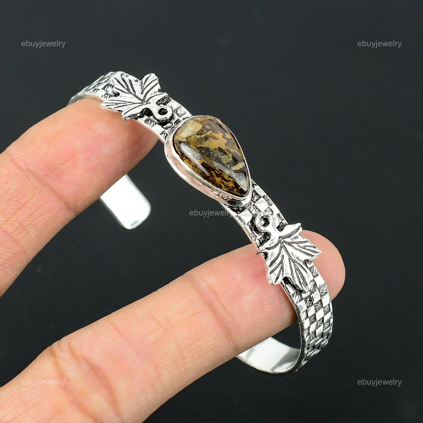 VALENTINO Bracciale Pietra Preziosa Bronzite Naturale Regolabile Argento Sterling 925 Per Donna